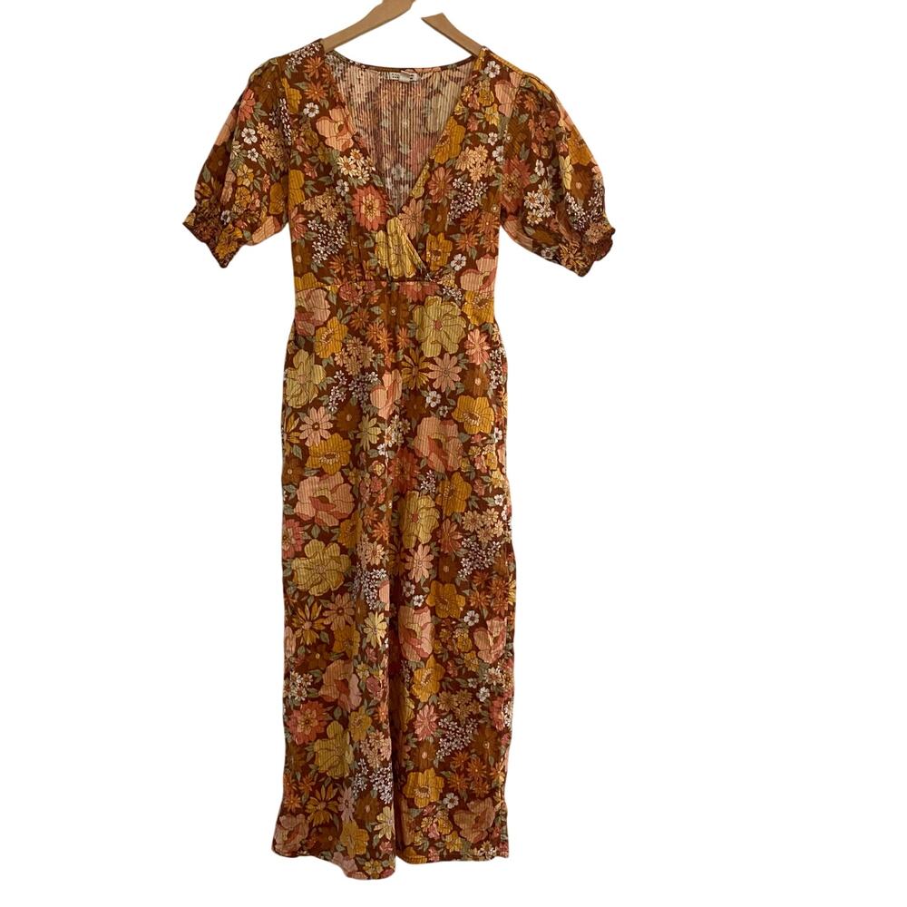 Billabong Salty Blonde Puff Sleeve Seersucker Maxi Dress Cottagecore Hippie